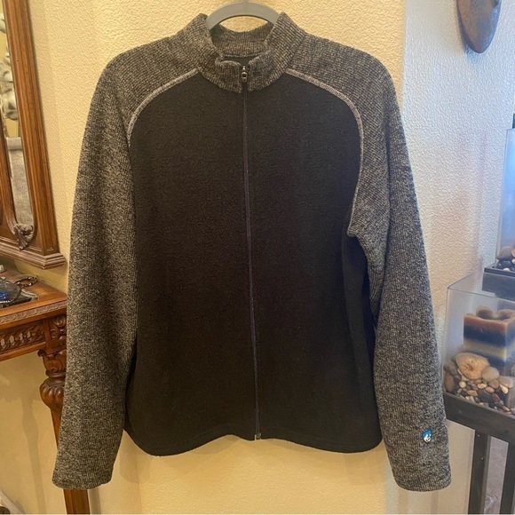 KUHL Men Brown Earthy Color Alpaca Fleece Full Zip Sweater Jacket Size Medium - Picture 1 of 8
